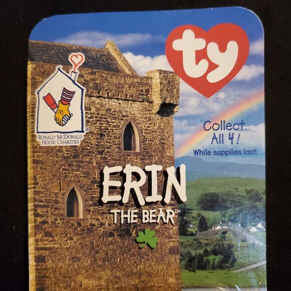 Ty Beanie Baby Erin The Bear 1997 Retired PVC Pellets 4th Gen McDonalds Emerald - Picture 2 of 8